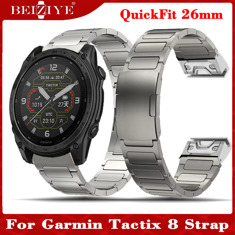 QuickFit 26mm Titanium Band For Garmin Tactix 8 AMOLED 51mm สายเหล็กสแตนเลสสำหรับสายคาด Metal Strap tactix 8 สมาร์ทวอทช์ สายนาฬิกา Bracelet Wristband ราคา 830 บาท*ส่งฟรี