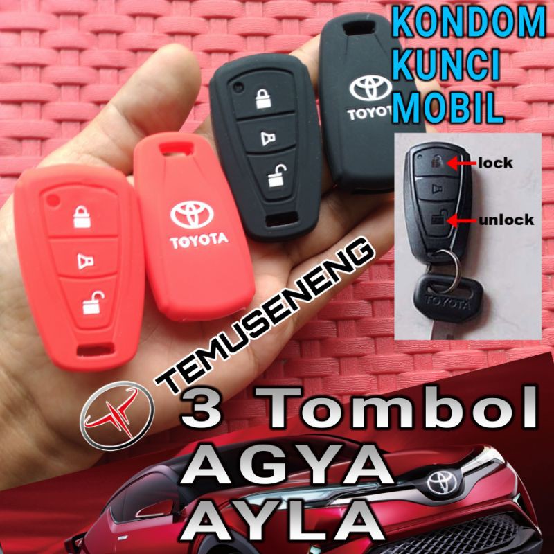Kondom Kunci Mobil Cover Sarung Casing Remot Mobil Toyota Agya Ayla 3 Tombol Harga 14,000 rupiah*Gratis Ongkir