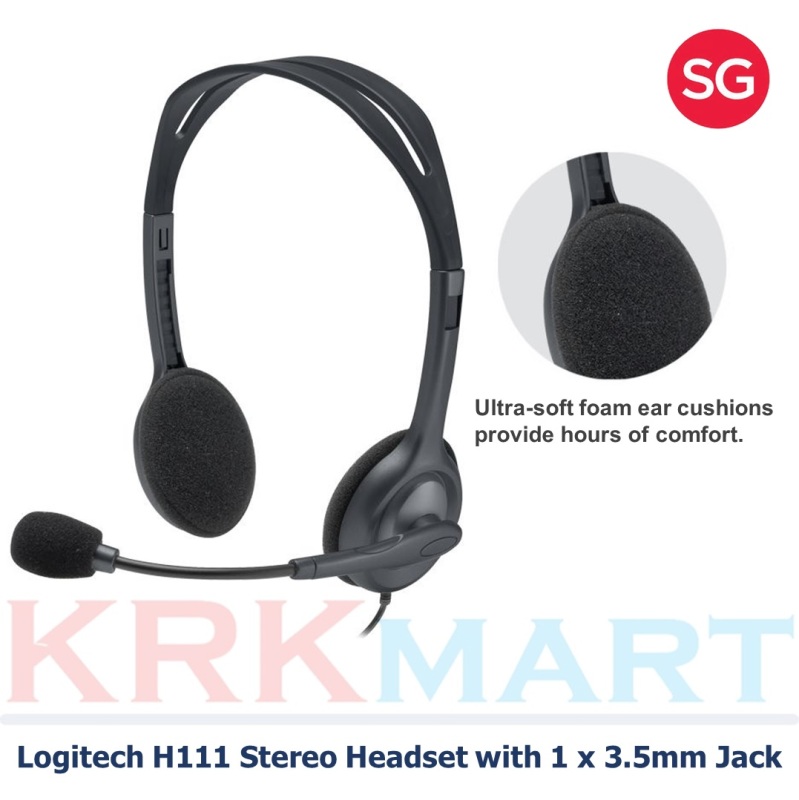 (Ready Stocks) Logitech H111 Stereo Headset with 1 x 3.5mm Jack Singapore