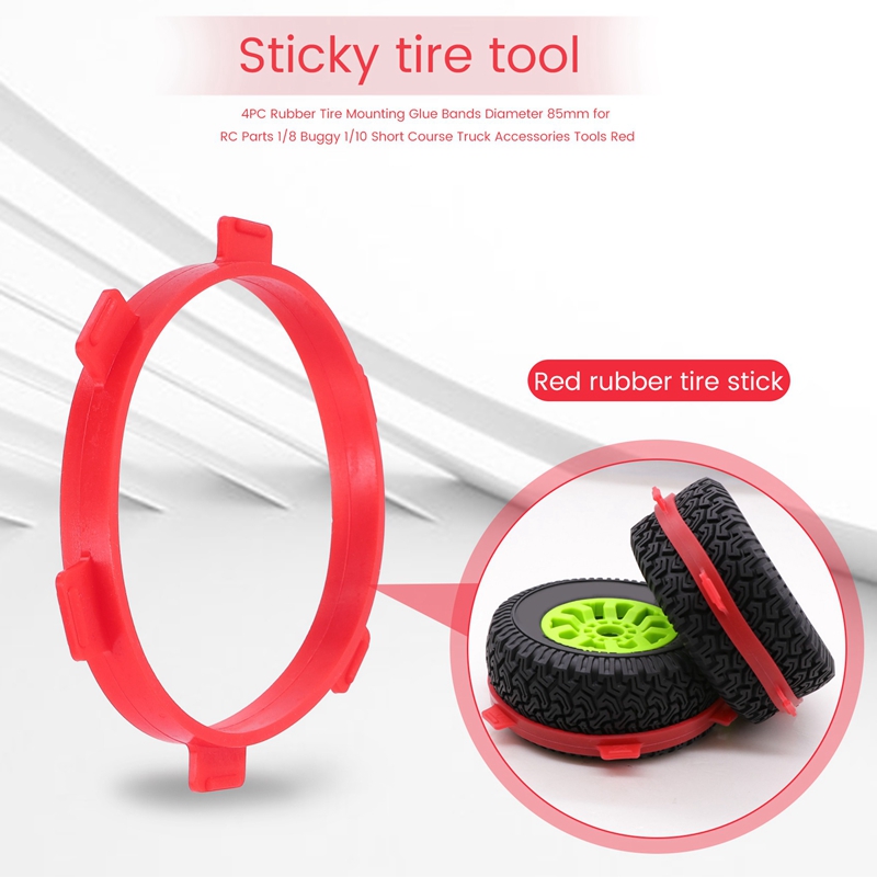4PC Rubber Tire Mounting Glue Bands Diameter 85mm for RC Parts 1/8 1/10 Short Course Truck Accessories Tools