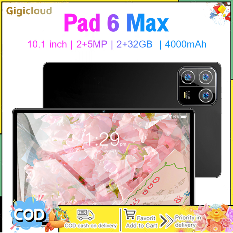 Pad6Max 10.1 Inch Tablet With 4000mAh Battery 2GB RAM+32GB ROM 2MP Front+5MP Rear Camera Dual SIM Compatible For Android 7.0 ราคา 10,385 บาท*ส่งฟรี
