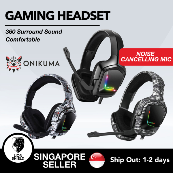 [SG] ONIKUMA K20/K19/K10 Gaming Headset with Noise Cancelling Microphone - Professional Gaming headphones/headphone with RGB Led Lights Singapore