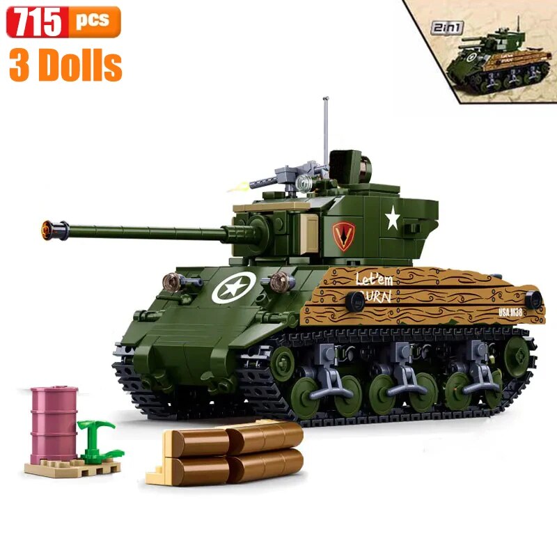 Compatible with LEGO Iwo Jima chiến dịch quân sự khối M4A3 97 mô hình xe tăng gạch Thế chiến II vũ k