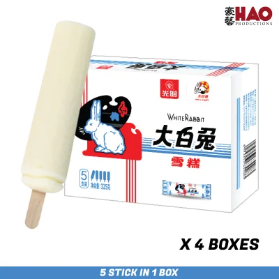 White Rabbit Ice Cream Bundle of 4 (20 sticks) Fresh Milk Ice Cream: White Rabbit Milk Candy Flavor!~