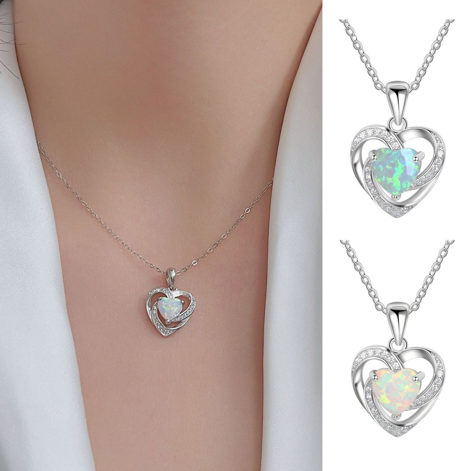 siji Versatile Necklace Love Faux Crystal Necklace Sparkly Rhinestone Heart Necklace Romantic Jewelry for Valentine's Day Birthday Gift Faux Crystal Infinity Pendant Buyer's