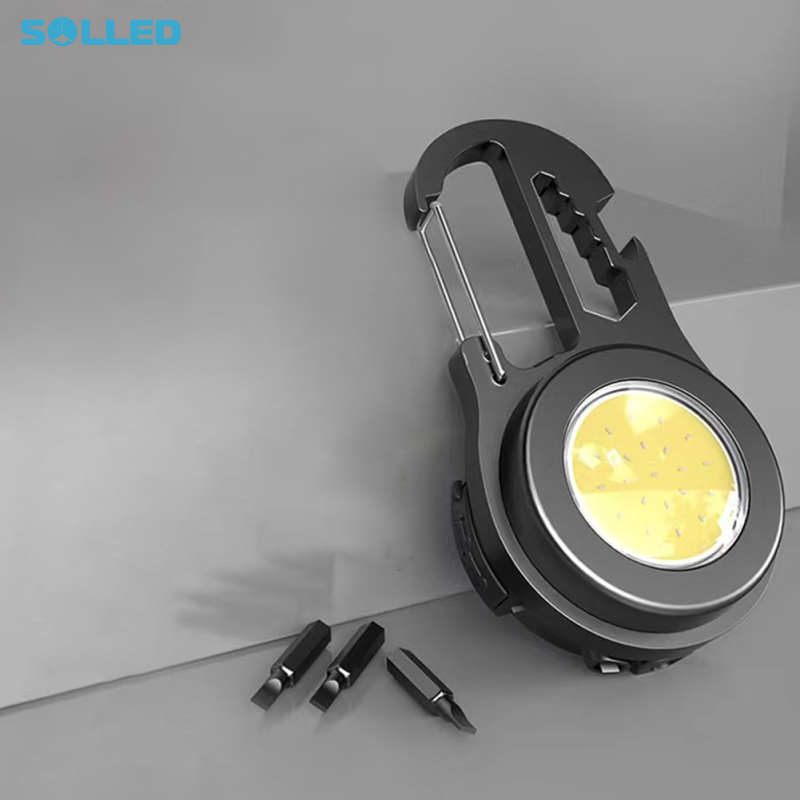 Multifunctional COB Keychain Flashlights With Strong Magnet Type-C Rechargeable Work Light Screwdriver Bottle Opener Window Breaker For Outdoor Hiking Fishing (90 x 50mm) ราคา 151 บาท*ส่งฟรี
