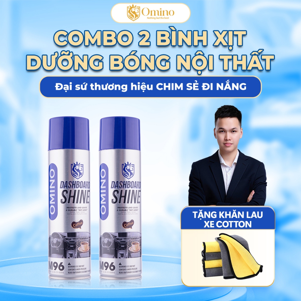 [OMINO] Combo 2 Xịt Dưỡng Bóng Nội Thất, Ghế Da Ô Tô Hương Cafe OMINO M96 500ml - Chính Hãng Omino V