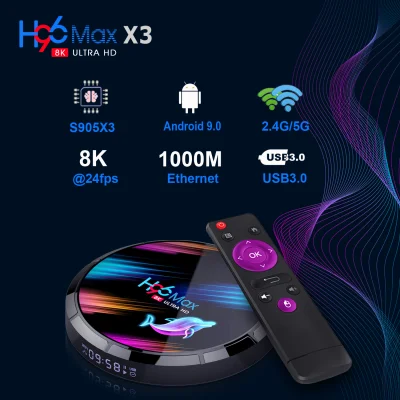 H96 MAX X3 Android 9.0 TV Box 4GB 128GB Amlogic S905X3 Quad core BT Wifi 8K H96MAX X3 4GB 64GB 32GB Set top box