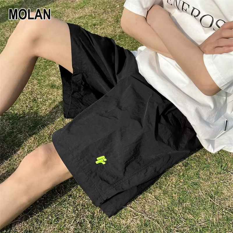 MOLAN Quần short nam Quần quần soóc mùa hè nam kiểu Nhật Bản retro màu đen quần lửng dáng rộng ỐNg RộNg ỐNg RộNg ngoại cỡ