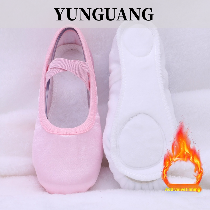 YUNGUANG Giày Múa Ba Lê Satin Satin Đế Mềm Yoga Thời Trang Người Lớn Giày Khiêu Vũ Đế Bằng