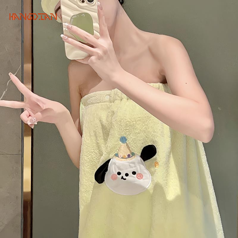 HANGDIAN Ngực dễ thương phồng, khăn tay nhỏ VÁY TẮM, khăn tắm có thể mặc, vải nhung san hô, thấm nước, mềm, nhanh khô, khăn tắm loại to