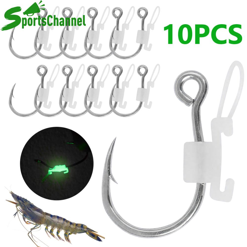 10 cái sáng tôm sống sửa chữa móc kim loại lưỡi câu thép gai cá da trơn Bass móc câu phụ kiện câu cá