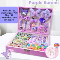Hair accessories set hair ties hair clips sulit matibay kuromi my melody child safe eco friendly gift box for baby girls birthday christmas