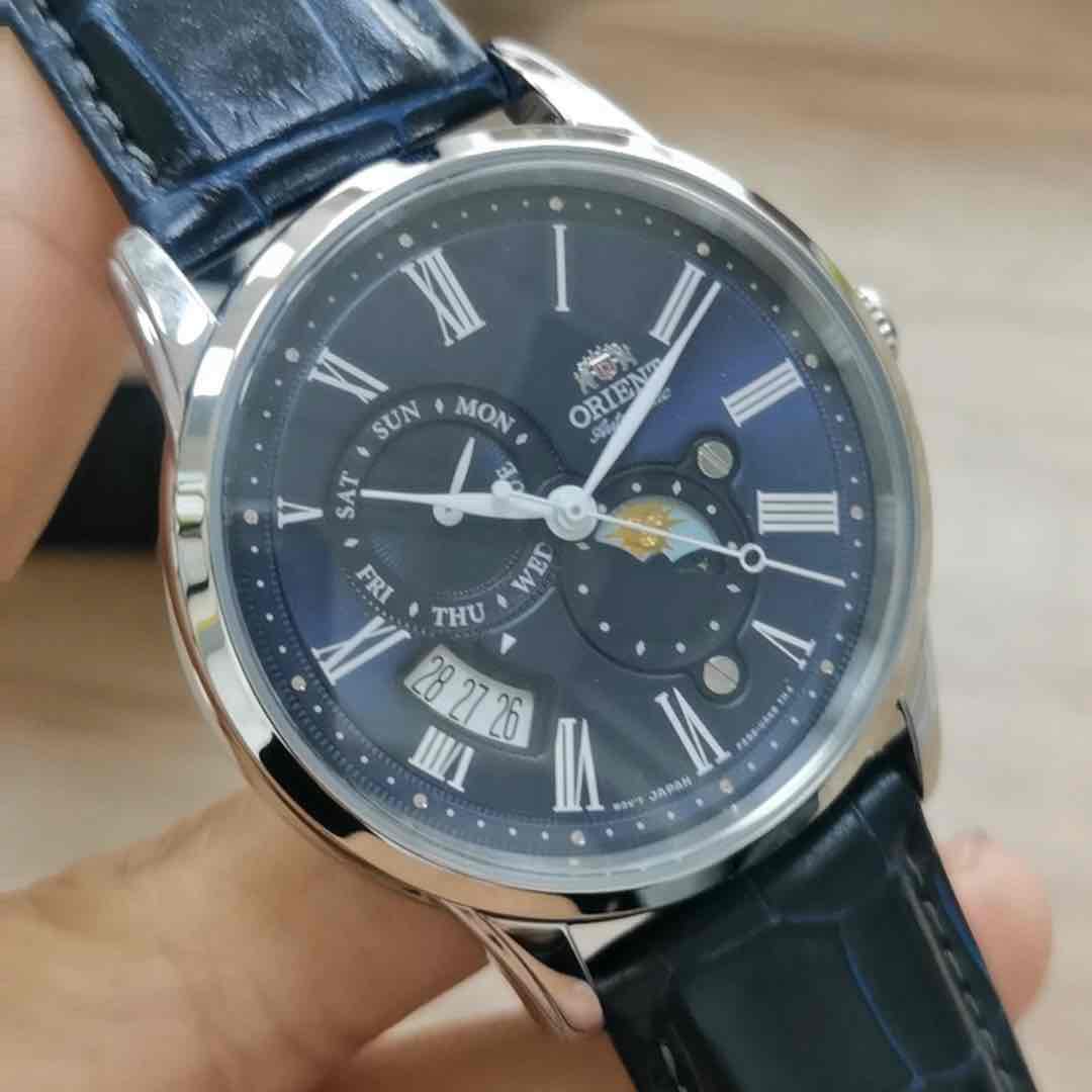 Orient sun and moon blue dial hot sale