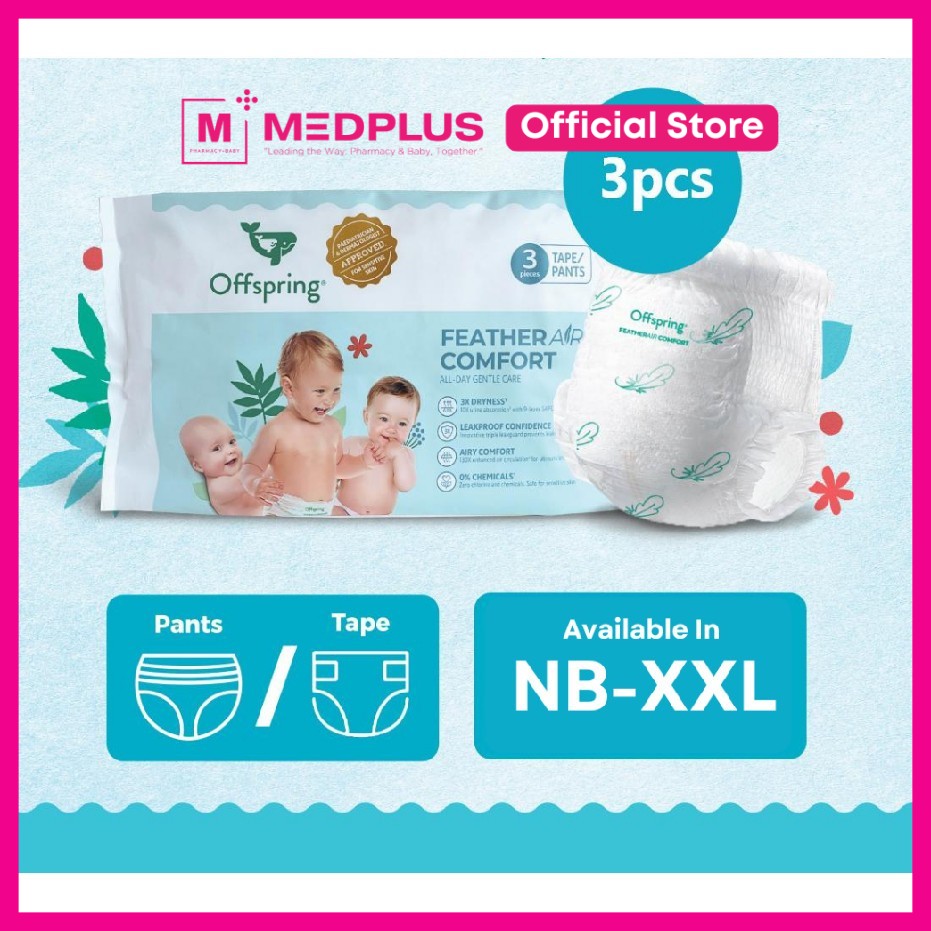 [Trial Pack] Offspring FeatherAir Comfort Diapers Pant M/L/XL (3pcs)