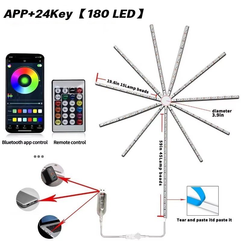 78/180LED Automatic Kembang Api Dengan Music Untuk Dekorasi Led Lampu Led Strip Model Kembang Api