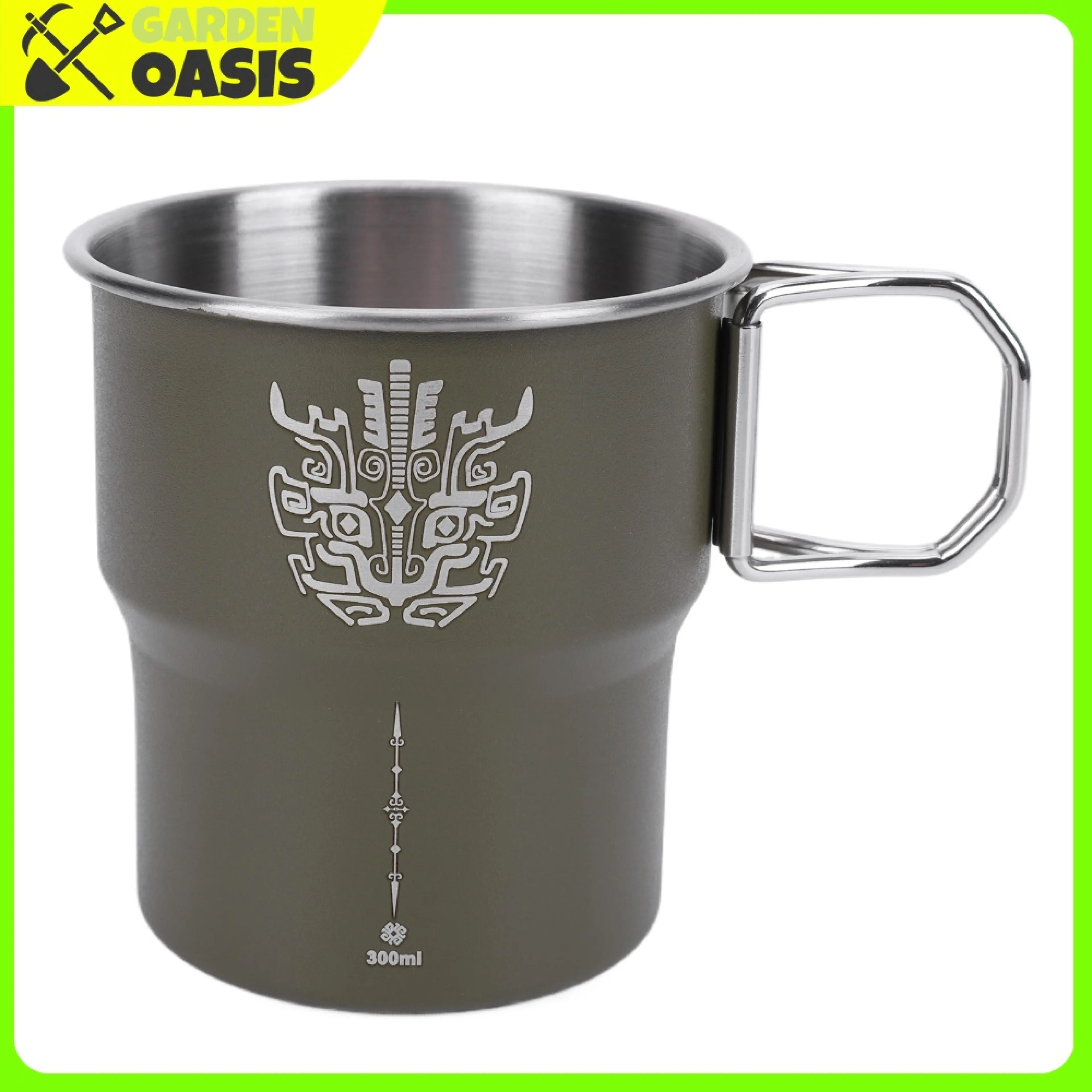 [ส่งจากไทย] 300ml Outdoor Camping Mug Stainless Steel Camping Coffee Mug with Folding Handle Stackable Outdoor Gear Travel Cooking Set