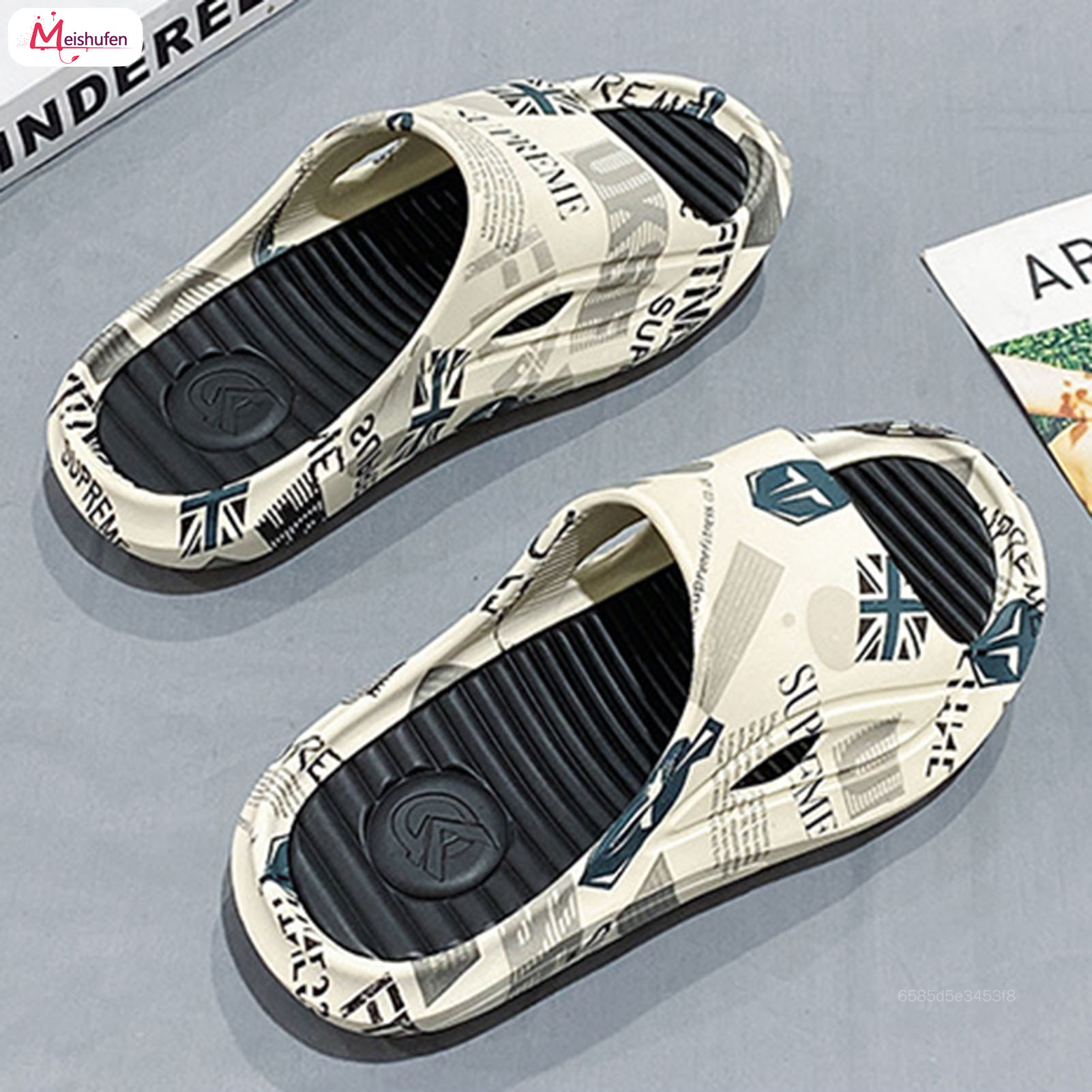 Meishufen Summer Men Slippers Anti-skid Thick Soft Bottom Slippers Sports Sandals Suitable for Camping Indoor Walking MSF-MY ราคา 127 บาท*ส่งฟรี