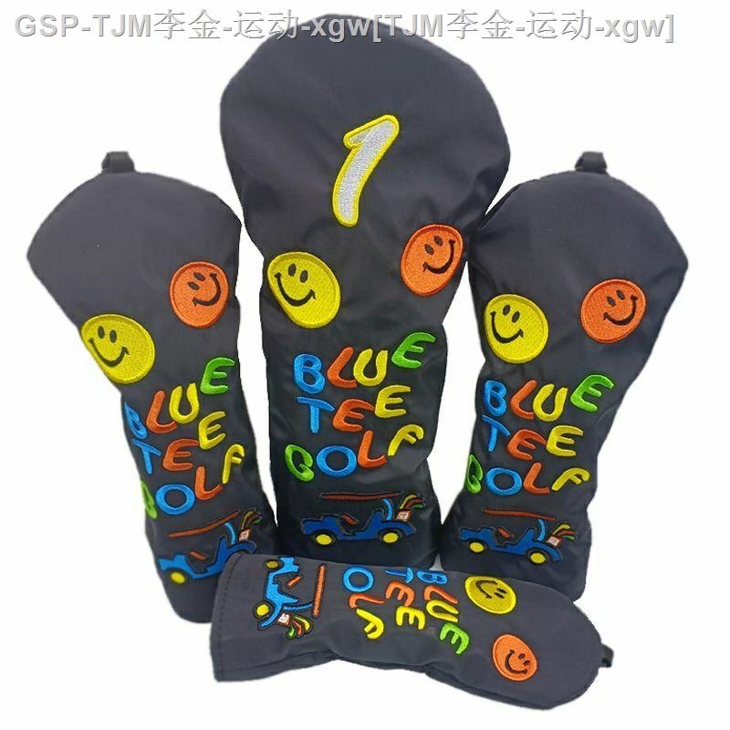 ₪☫△ Exported to Japan and South Korea Smiling Face Golf Club Covers Club Head Covers Ball Head Protective Cap Covers Wooden Club Covers Universal for Men and Women