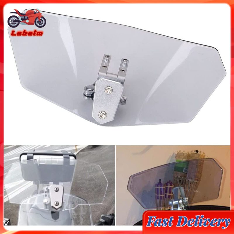 LebalmUniversal Motorcycle Windshield Extension Heightened Airflow Adjustable Windscreen Wind Deflector With Bracket
