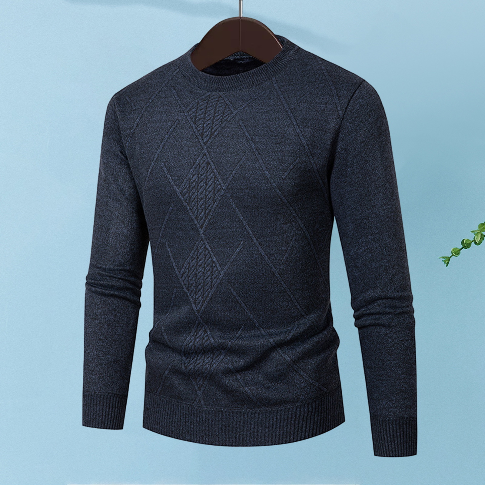 Maglione girocollo da uomo in tinta unita maglione per inverno casual pullover di media lunghezza meno di819_voghion.com