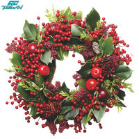PVC Christmas Wreath Wall Stickers Self-adhesive Wall Decals Wallpaper Home Decor For Bedroom Living Room (15.4 x 15.4 Inches/39 x 39cm)