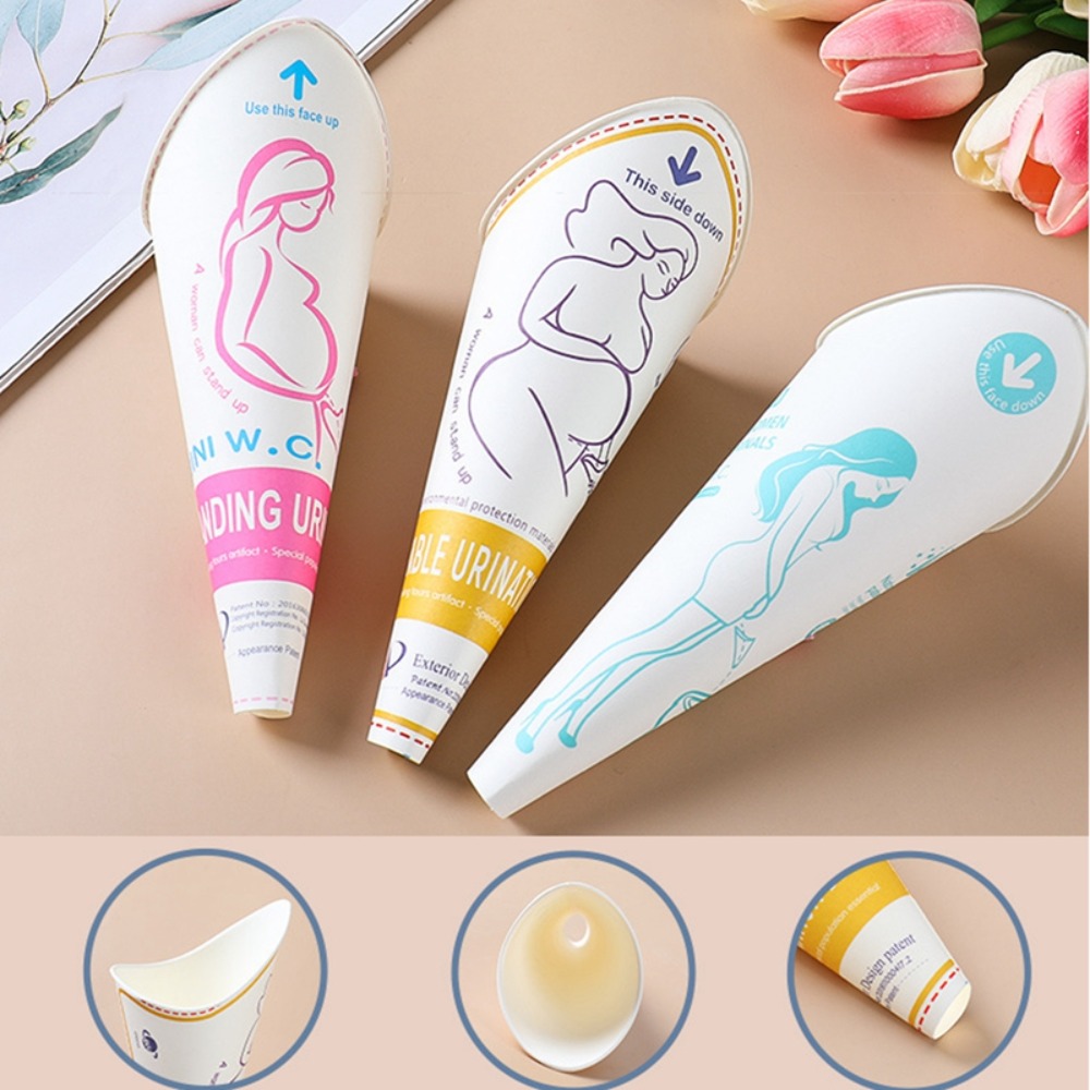 WFGV88 12/20pcs Stand Up Female Urination Device Foldable Disposable Portable Pee Paper Cup Hygienic Leak-Proof Women Urinal Funnel