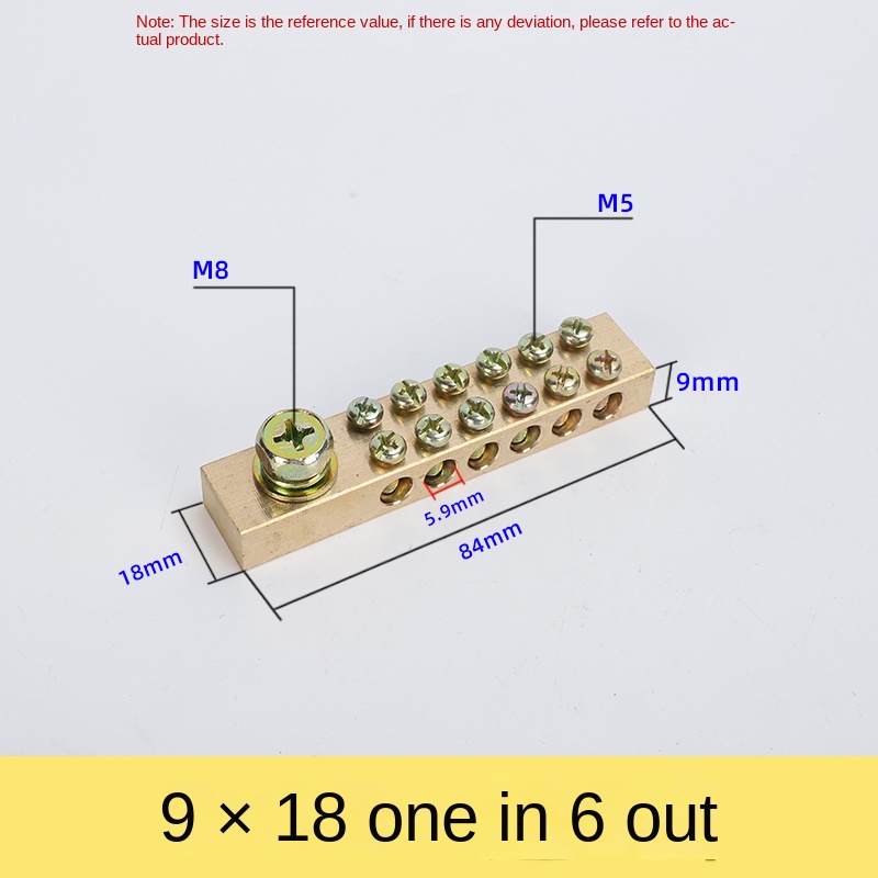 Thanh Đồng Đôi Zero-Ground 9x18 1 Vào 6 Hàng Ra | Đầu Nối Đất Đa Đầu Ra | Dòng Cao, Công Suất Lớn