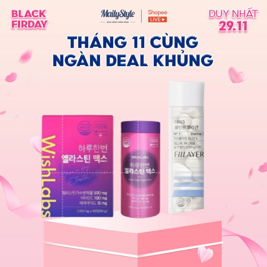2025S87_ 1 Hộp Viên Uống Elastin Wishlabs 66000mg (E96) + 1 Hộp Viên uống collagen Cura.S Derma 3 Al