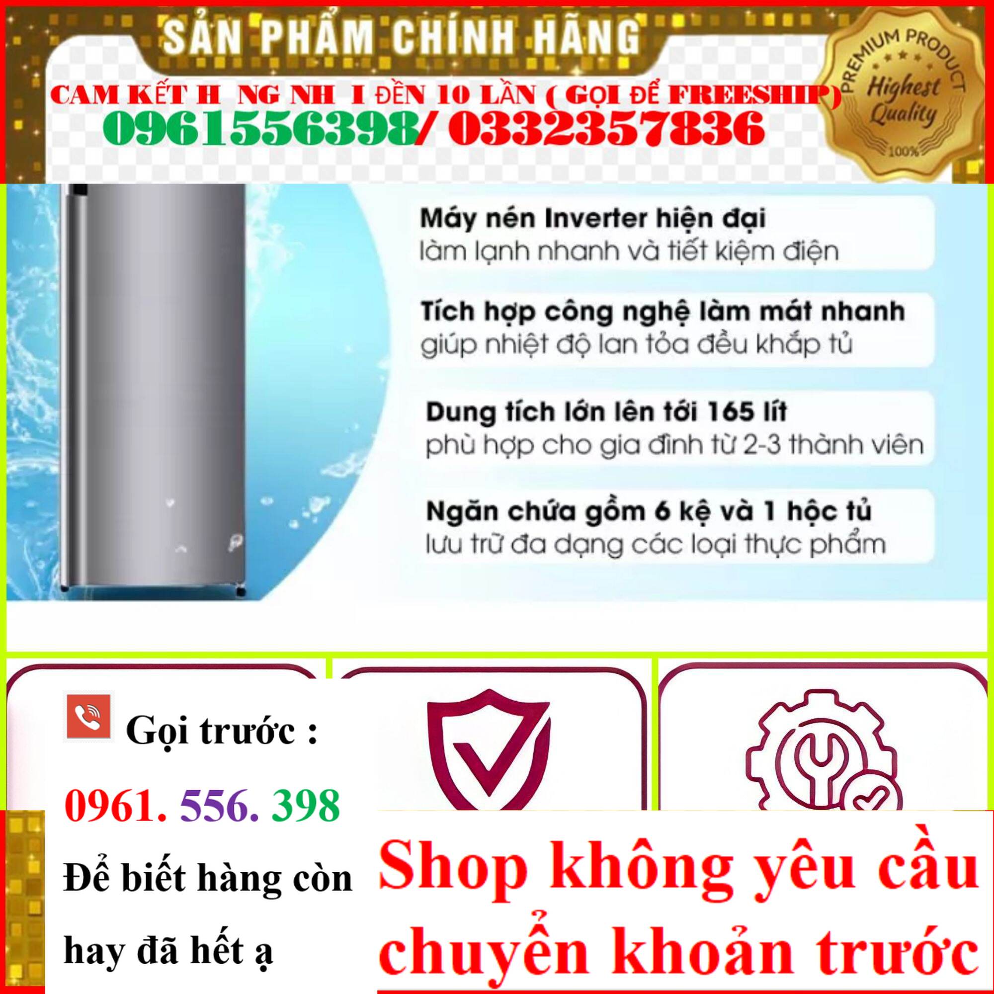 Tủ đông lg inverter 165 lít gn-f304ps
