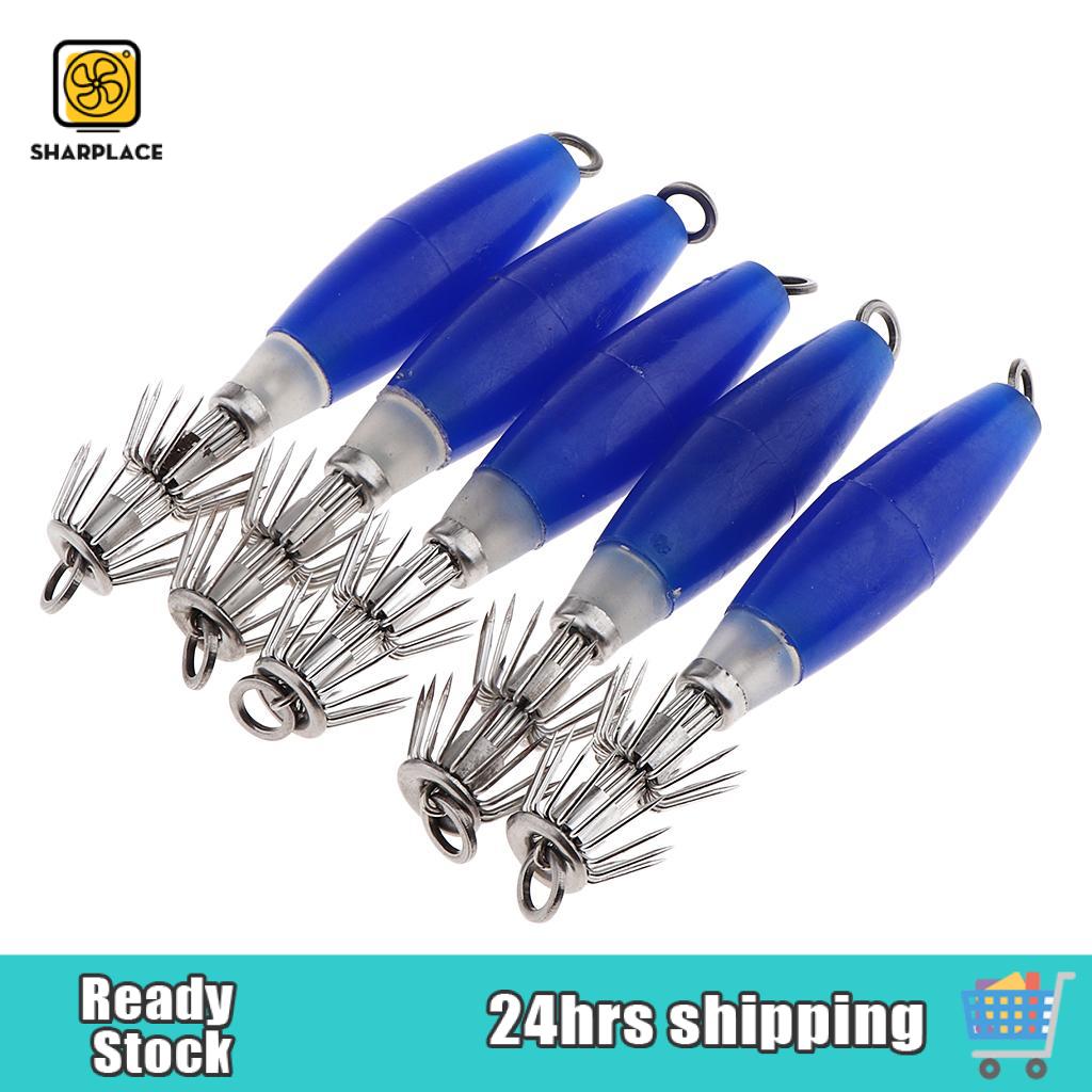 Sharplace 5pcs Luminous s, Saltwater Fishing , Squid Hooks