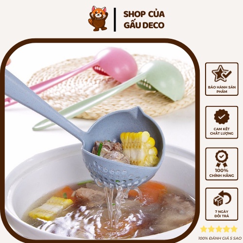 Muôi/muỗng múc canh, lẩu - Làm từ lúa mạch có lỗ 2 trong 1