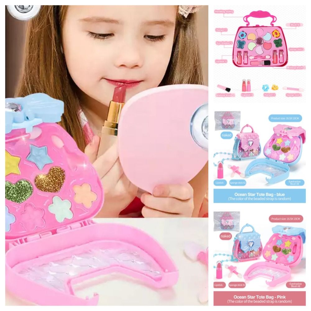 LETOY Hand Bag Kids Makeup Toy Box Lipstick Eye Shadow Princess Party