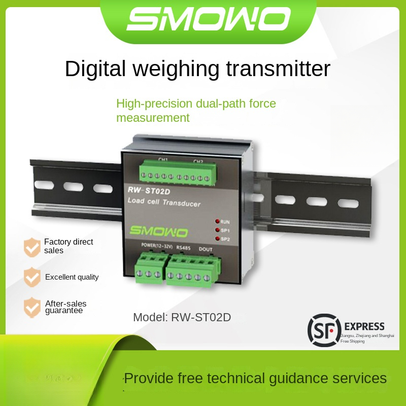 Bộ Truyền Tín Hiệu Số Đầu Vào RW-ST02D - SMOWO | Hai Kênh ModBus 485 | Lắp Đặt Cố Định hoặc Ray DIN - Cài Đặt Ray