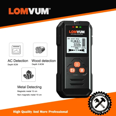 LOMVUM Multi-functional LCD Digital Wall Detector Metal Wood Studs Finder AC Cable Live Wire Scanner