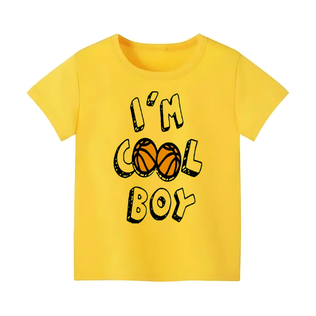 The Vintage Clothing Printed T-Shirts for Boys - Im Cool Boy Yellow  T-shirt - Premium Printed T-shirts For Teen Boys & Girls - High Quality T-shirts For Toddler Boys & Girls - 100% Cotton, High-Quality DTF Prints, Ages 6 Months to 12 Years, Free Delivery