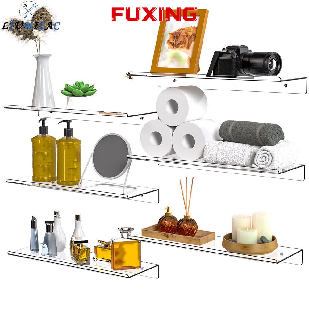 LIUMILAC 6 Pack Acrylic Floating Shelves Clear Wall Mounted Storage Space Saving ราคา 1,710 บาท*ส่งฟรี
