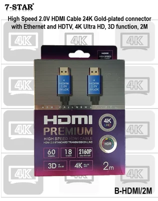 2M/3M/5M 4K High Speed V2.0 HDMI Cable 24K Gold-plated connector with Ethernet and HDTV, 4K Ultra HD, 3D function