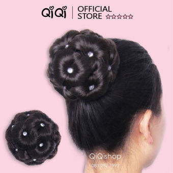 Búi tóc giả đẹp trung niên Cao Cấp-Búi hoa giả đính đá thời trang BLINK HAIR