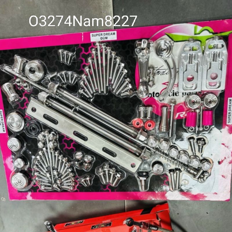 Full bộ ốc kiểu salaya inox xe Super DREAM đầy đủ chi tiết Giá 5,986,000 Đồng*Miễn phí vận chuyển
