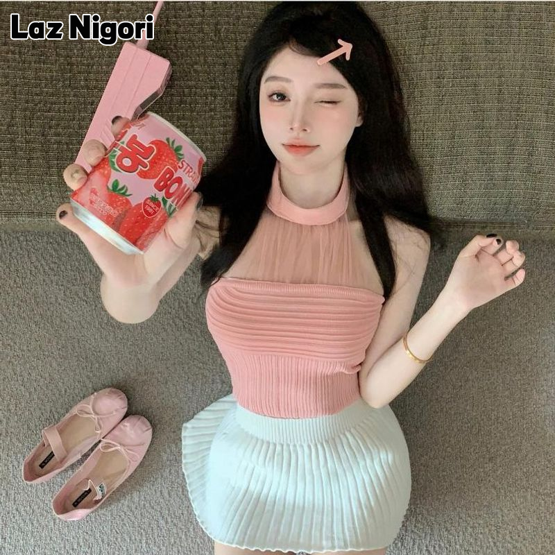 Laz Nigori Design Sense Halter Slim-Fit Crop-Top ราคา 69 บาท*ส่งฟรี