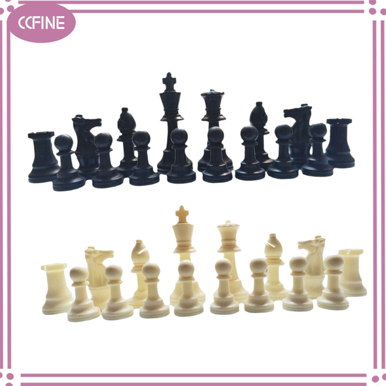 Ccfine 32pcs nhựa cờ vua miếng nhựa Chessmen trò chơi với bàn cờ đồ chơi trí tuệ cờ vua con số cho người mới bắt đầu thịt nướng du lịch trong nhà sân sau