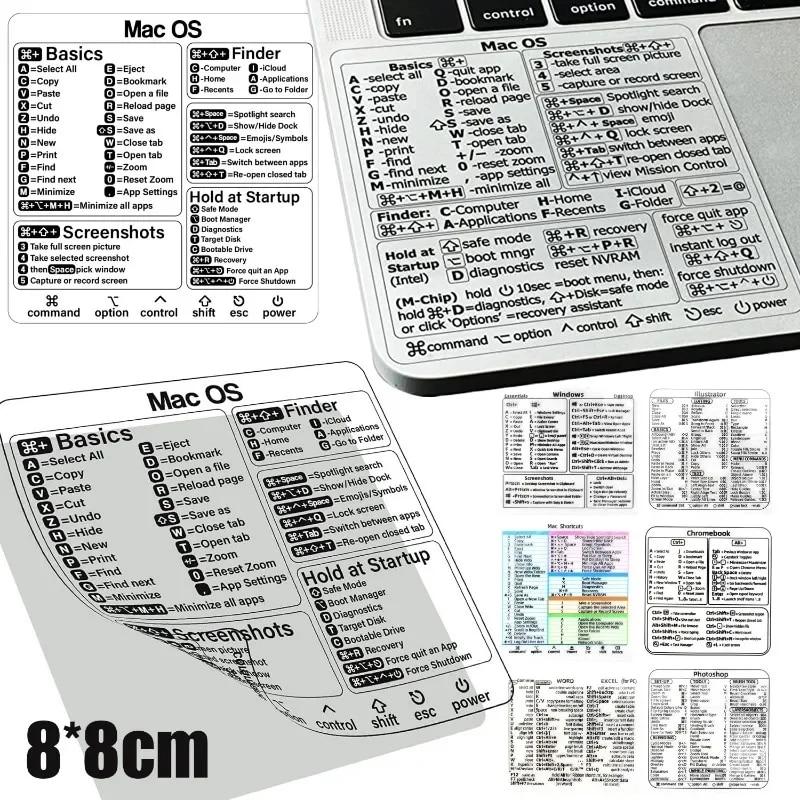 Phím tắt Sticker Mac OS Trong Suốt Tự dính PC Máy Tính Xách Tay PC tham khảo phím tắt sticker cho Macbook Air Pro