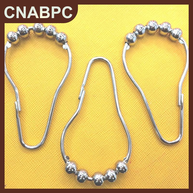 CNABPC 12 cái thép không gỉ rèm móc tắm rollerball tắm Rèm cửa trượt Vòng