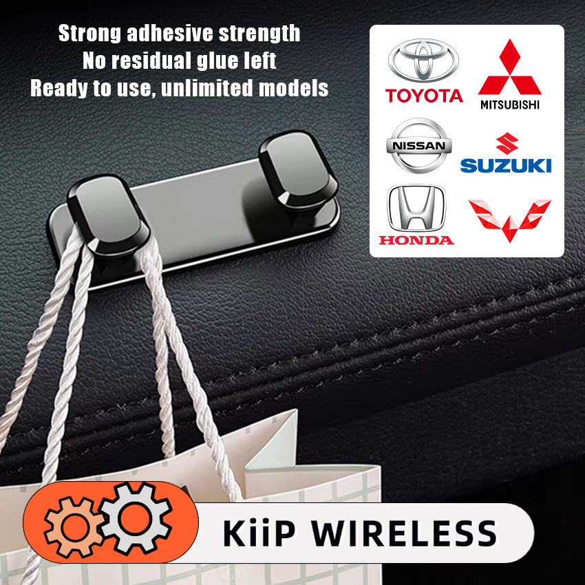 Mini Black Hook Kait Gantungan Tempel universal Dashboard Mobil Dinding Bahan Aluminum Dengan Logo/Kait Gantungan Multifungsi Desain Untuk Interior Mobil fits with toyota honda sukuzi nissan Harga 19,000 rupiah*Gratis Ongkir