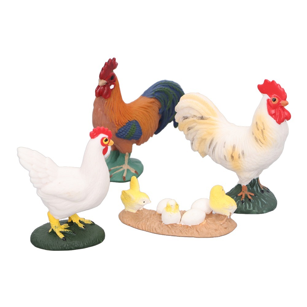MACRAMEX Realistic Farm Chicken Figurines Colorful Plastic Farm Animals Figurines Outdoor Statues Simulated Rooster Hen Set Easter Party