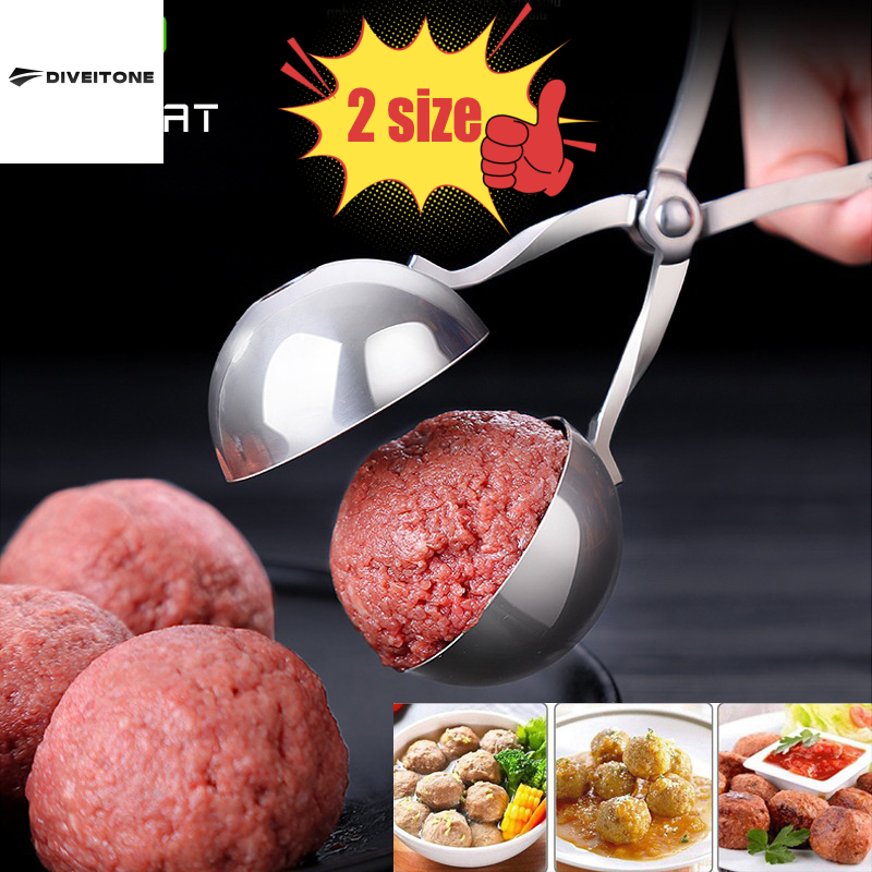 DIVEITONE คลิปหนีบที่ตักไอศกรีมทรงแตงโมเนื้อกันลื่นลูกชิ้นปลาใช้ในครัวทำลูกชิ้นปลาข้าวที่ตักที่ทำลูกชิ้นสแตนเลส304 ราคา 31 บาท*ส่งฟรี