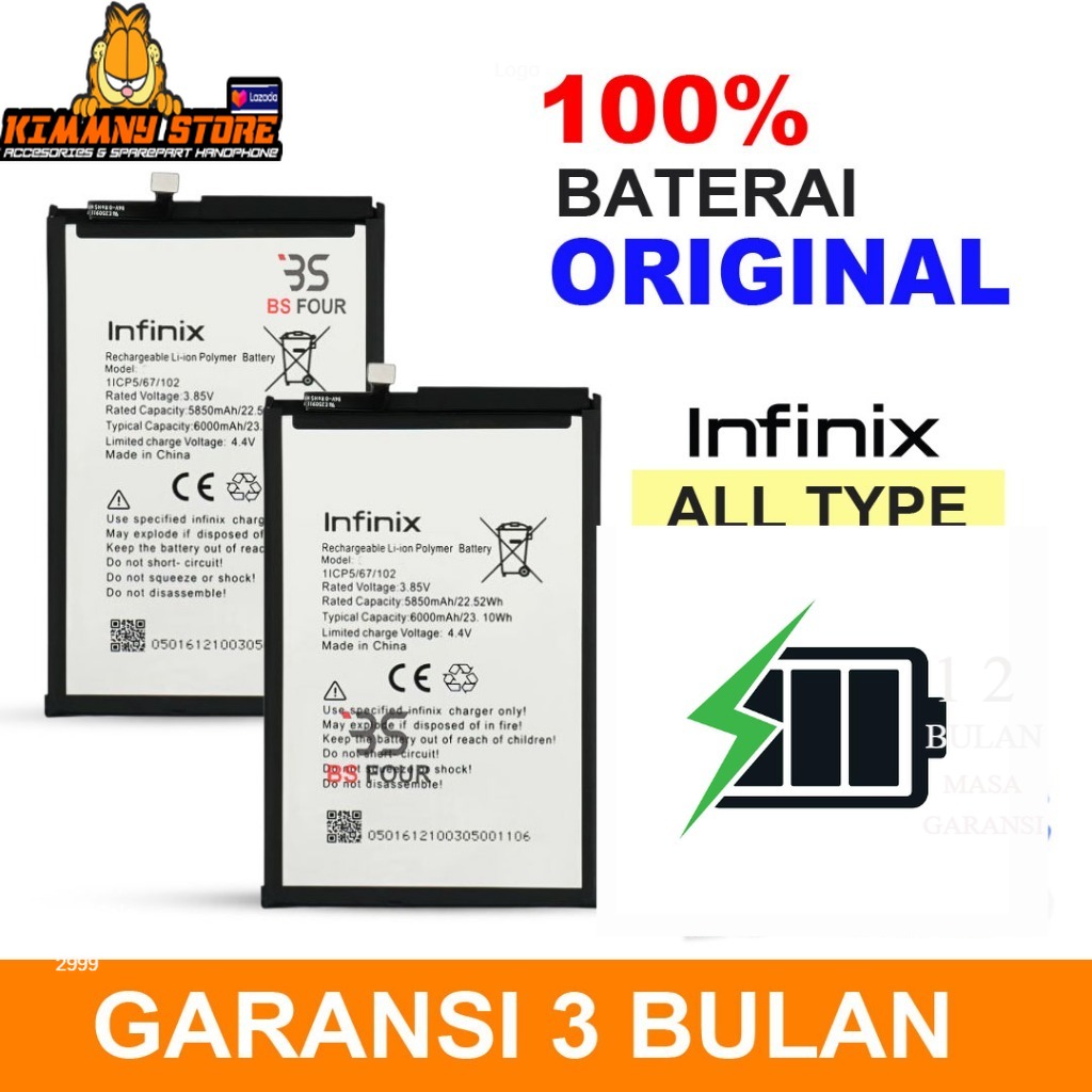 BATERAI BATRE INFINIX HOT 10S 10 PLAY 9 PLAY 12 PLAY NOTE 8 NOTE 7 HOT 9 HOT 11 11 PLAY HOT 30 HOT 11S NOTE 10 ALL TYPE BERGARANSI ORYGINAL Giá 44,000 Đồng*Miễn phí vận chuyển