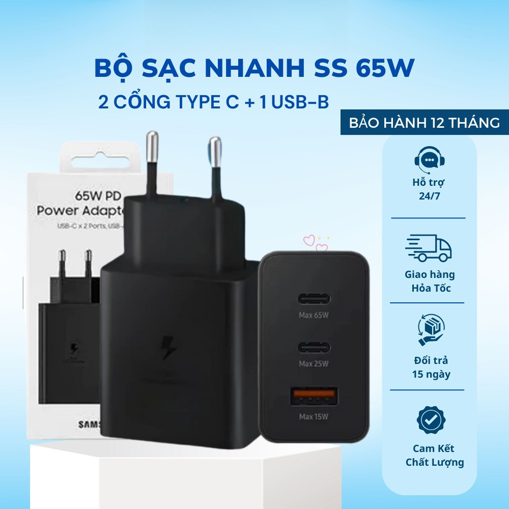 EU +DÂY Củ Bộ Sạc Siêu Nhanh 65W SS, Bản Xuất Hàn,Thích Hợp các Dòng S22,S22Plus,S22Ultra,S21/plus/ultra,Note10 T24