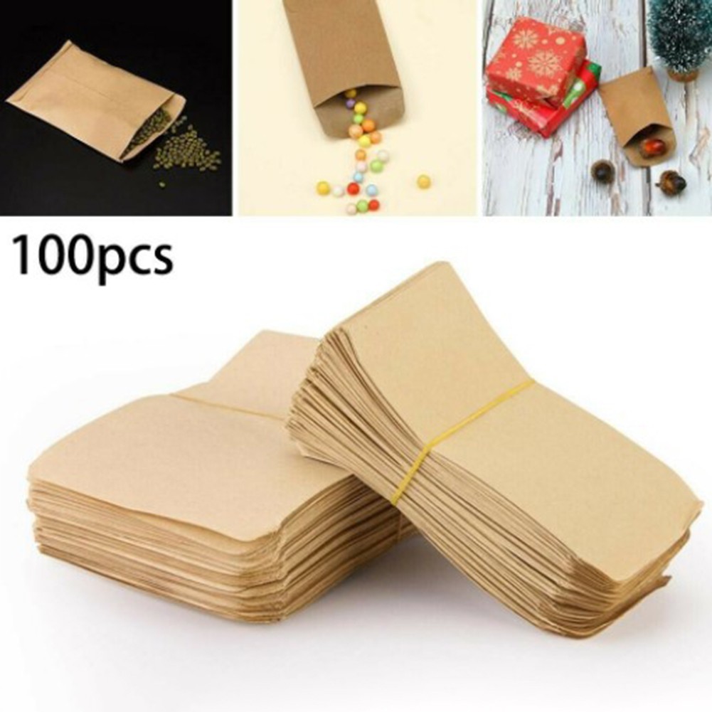 【Rockhouse】 đồng xu Nâu gói phong bì 100 đếm Túi giấy Kraft cho vật dụng nhỏ [Sản phẩm Mới]